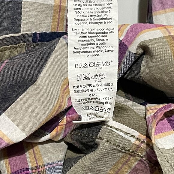 Gap Factory Womens Classic Fit Dusty Olive Plaid Button-Down Shirt M Long Sleeve - Picture 5 of 7